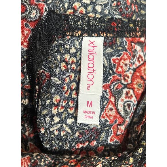 Xhilaration Multicolor Floral Cold Shoulder Ruffle Cutout Wide Leg Jumpsuit Sz M - Picture 4 of 5